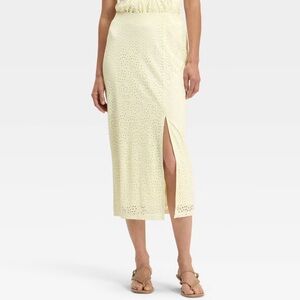 Women’s A New Day Eyelet A-Line Skirt Size 6 Ivory Cream NWT